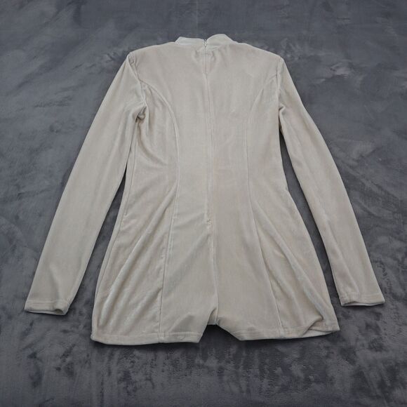 Rehab Shorts Women Small Beige Casual Romper Long Sleeve Velour One Piece Outfit - Picture 14 of 16